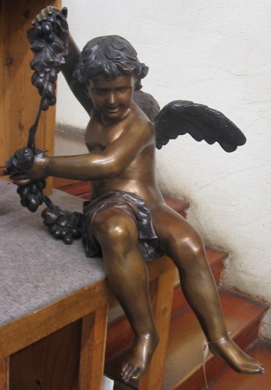 Appraisal: FIGURAL BRONZE SCULPTURE the classical figure of a winged angel