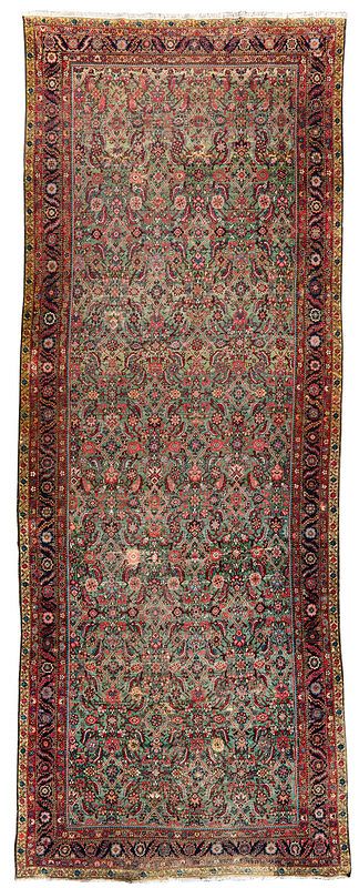 Appraisal: Mahal Rug Persia circa green field with geometric floral decoration