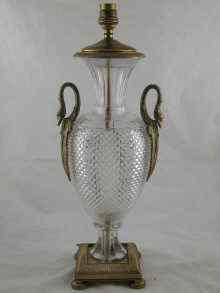 Appraisal: A French Russian Empire style hobnail cut glass electric lamp