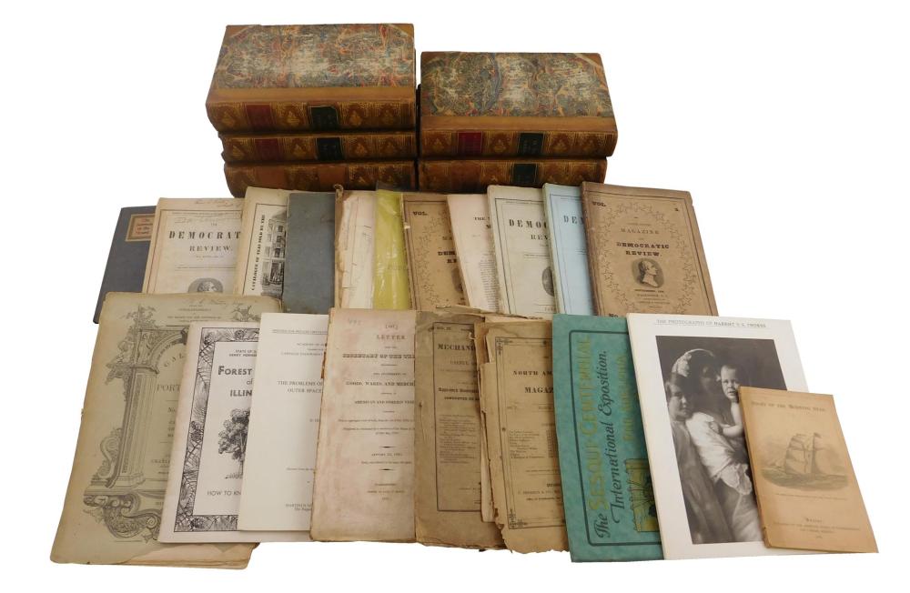 Appraisal: BOOKS Five leatherback volumes and group of miscellaneous papers approximately