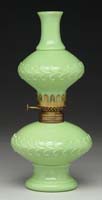 Appraisal: RARE NILE GREEN MINI LAMP S - Green milk glass