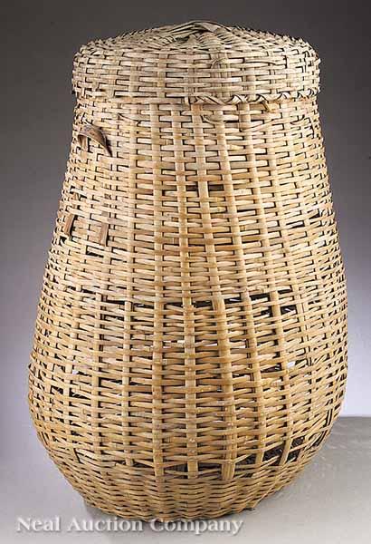 Appraisal: A Large Coushatta Timber Bamboo Basket c of gourd form