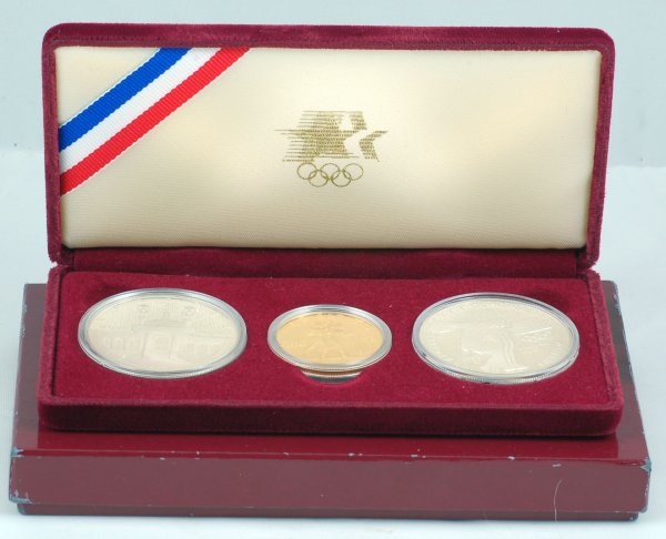 Appraisal: -W three piece Olympic Set with gold proof CONDITION Proof