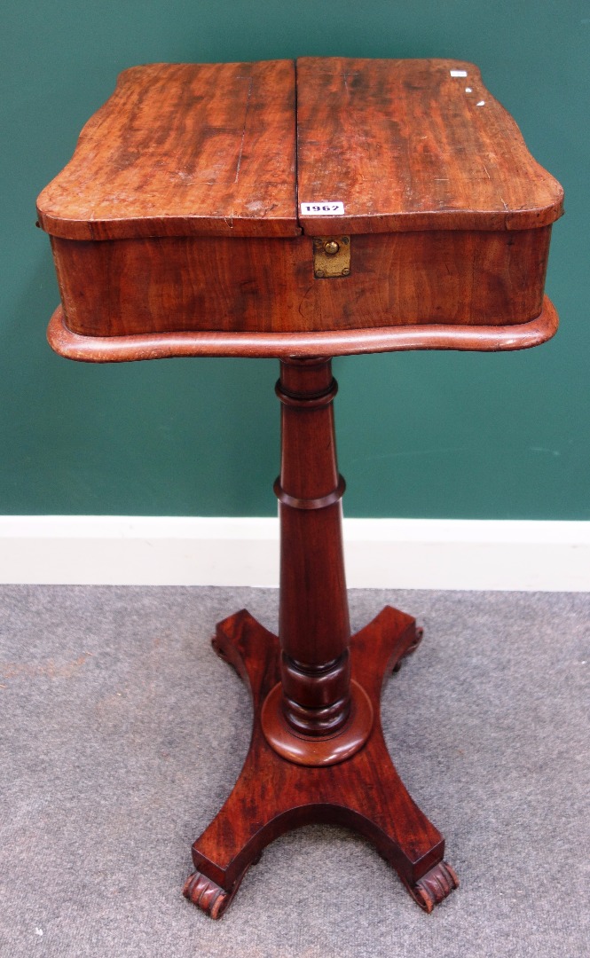 Appraisal: A George IV mahogany pedestal shaving stand with a fold-out