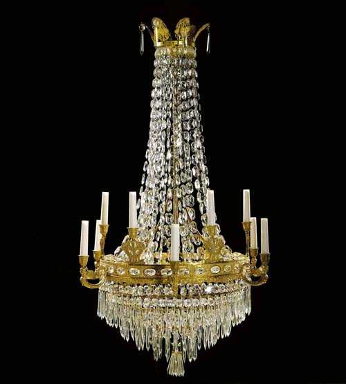 Appraisal: CHANDELIER AUX ANGELOTS Empire Paris circa Matte and polished gilt