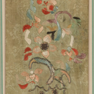 Appraisal: Chinese Embroidered Silk Panels TH-EARLY TH CENTURY comprising rectangular panels