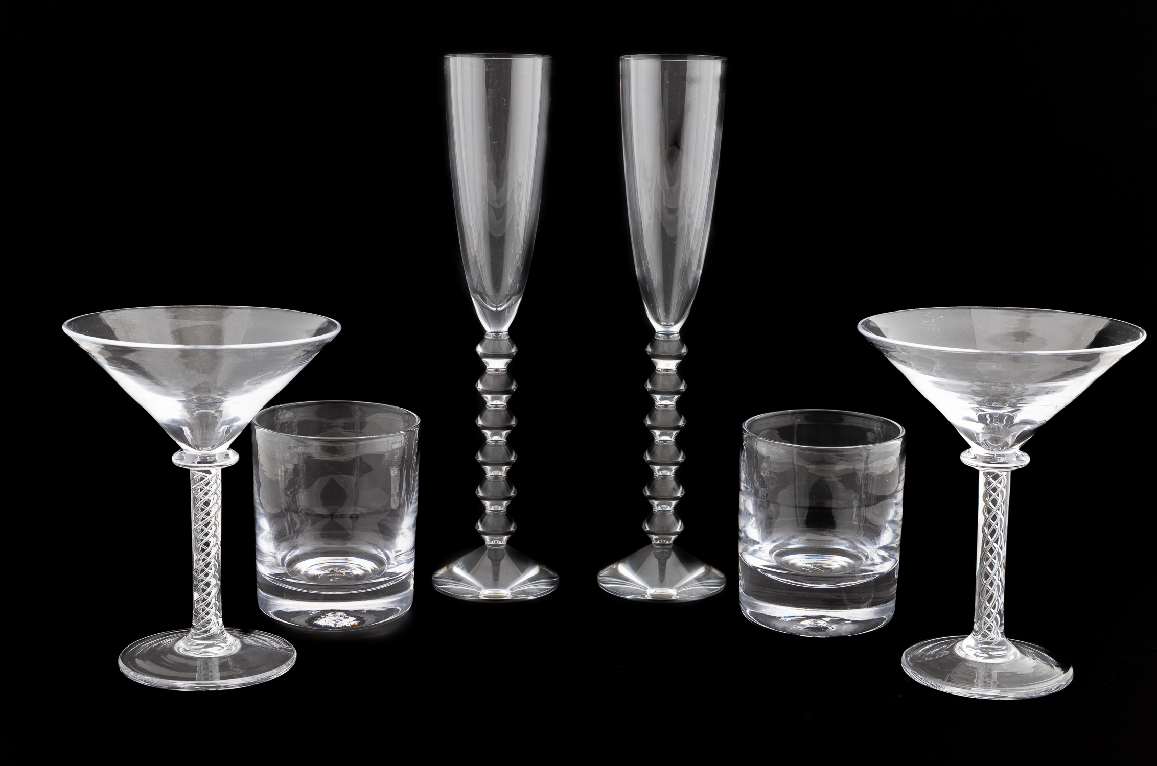 Appraisal: BACCARAT SIMON PEARCE BAR STEMWARE PC Six piece selection of