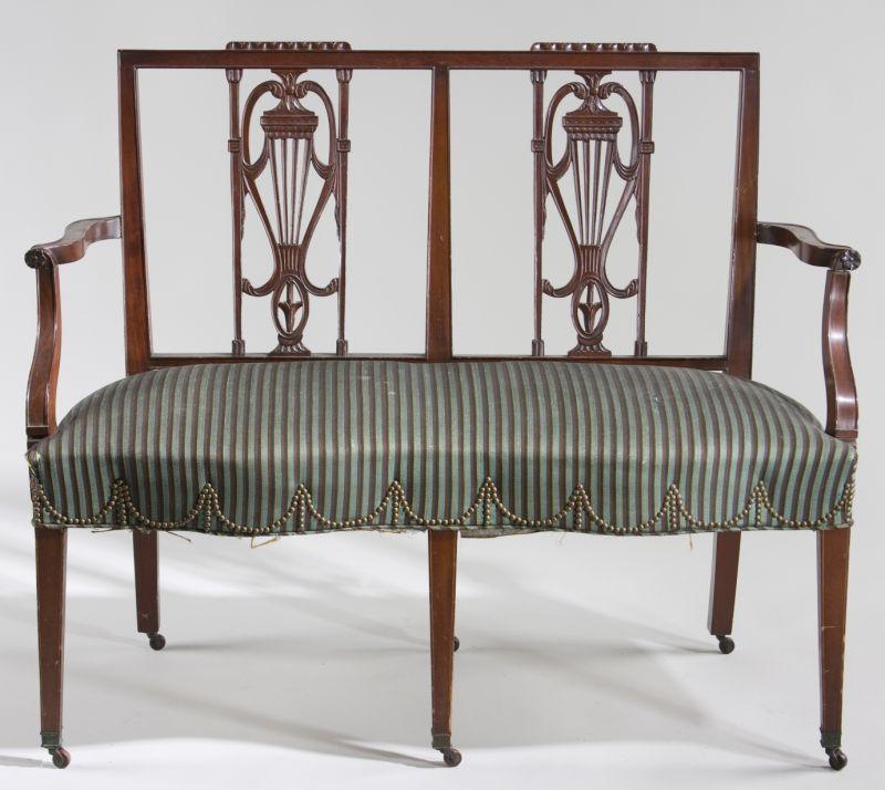 Appraisal: Antique Federal Style Mahogany Settee late th century having a