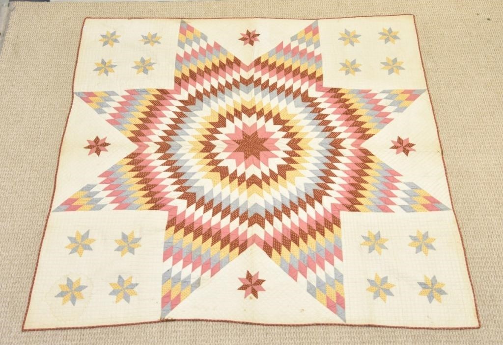 Appraisal: Colorful star of Bethlehem quilt x