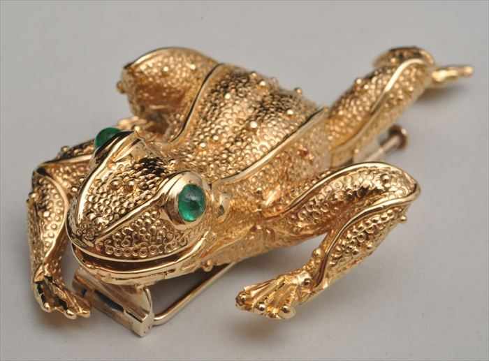 Appraisal: FROG BROOCH Stamped approx x in