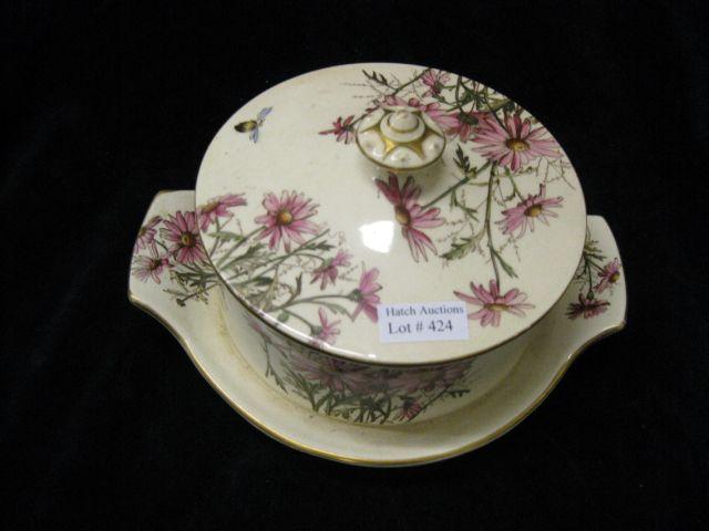 Appraisal: English Transferware Ironstone Butter Dish covered bee floral