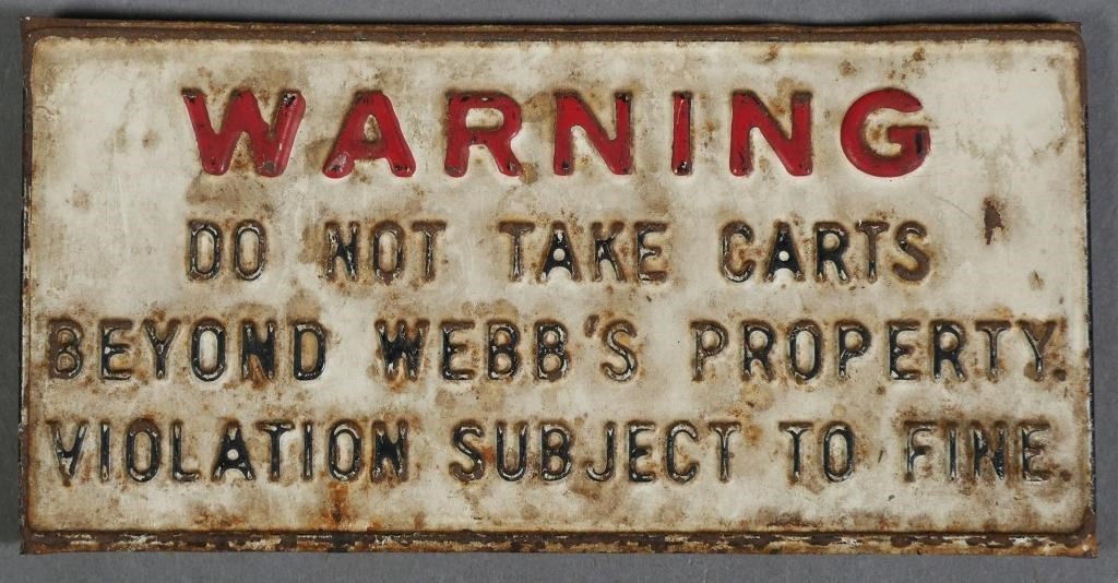 Appraisal: Vintage metal sign presumed to have been mounted on wire