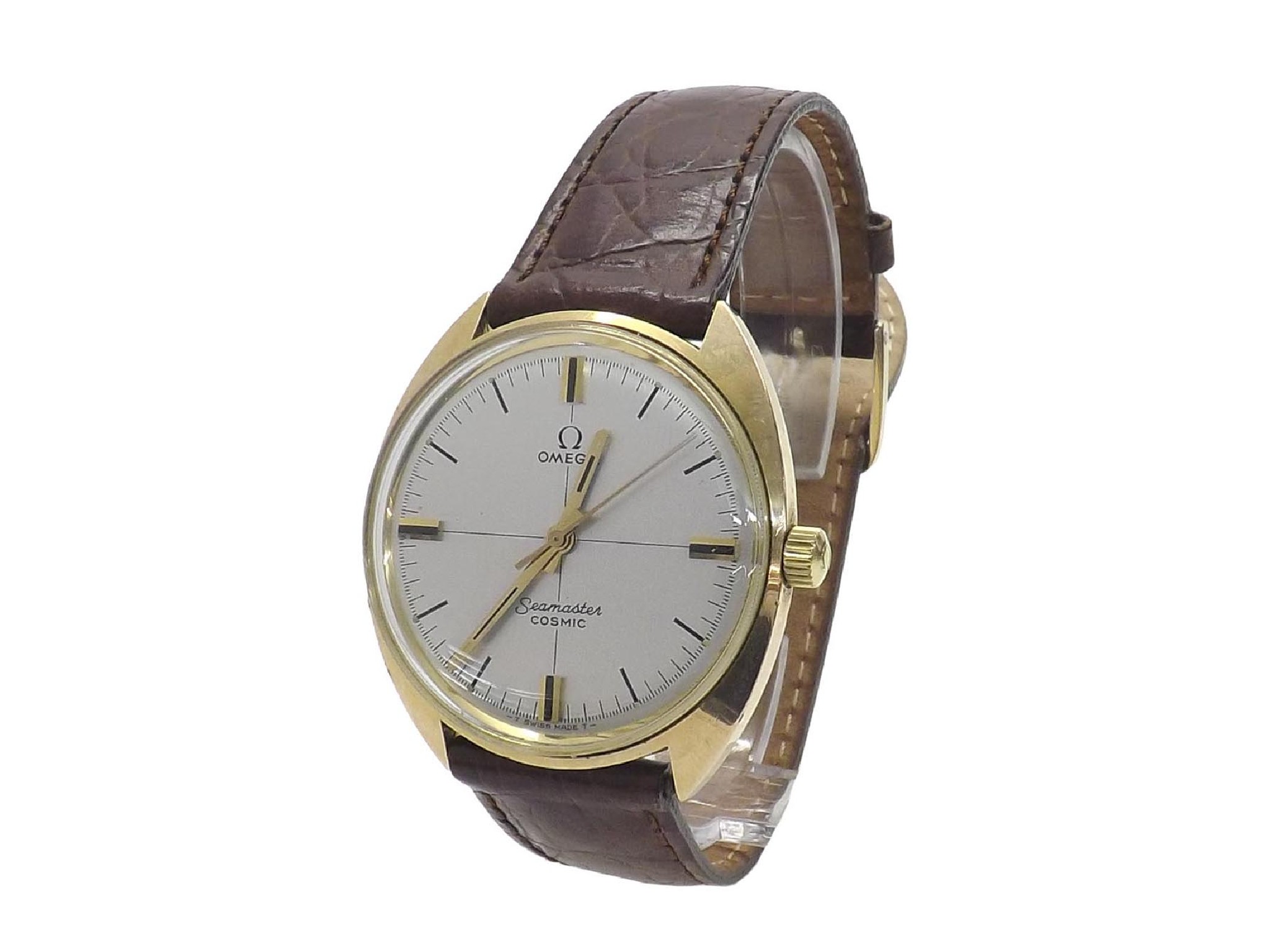 Appraisal: Omega Seamaster Cosmic gold plated gentleman's wristwatch circular silvered dial