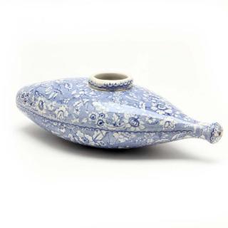 Appraisal: English Ironstone Feeding Bottle circa s transfer printed blue and