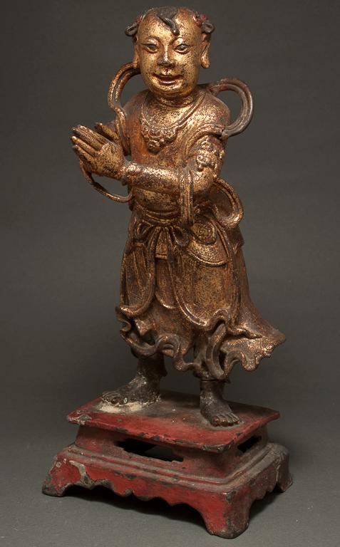 Appraisal: Chinese Ming style lacquered and gilt figure of an acolyte