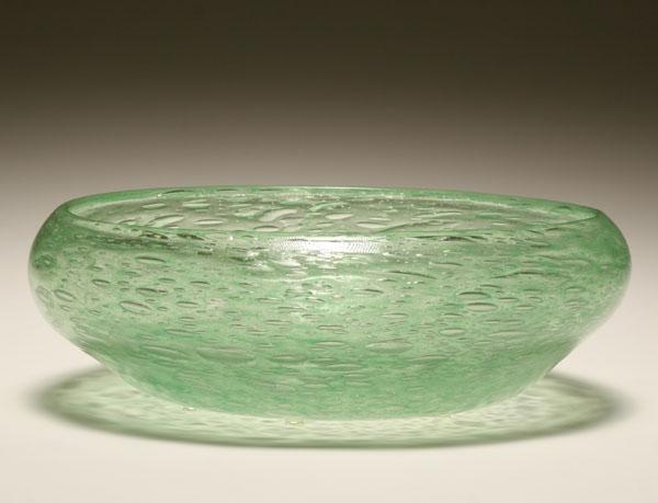 Appraisal: Degue French art glass bowl Heavy green body internally decorated