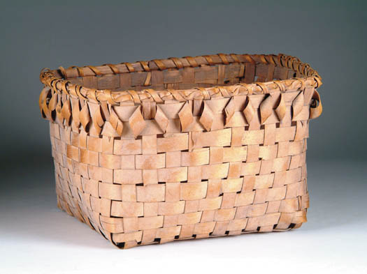 Appraisal: OPEN TOP SQUARE INDIAN BASKET The top edge with ribbon