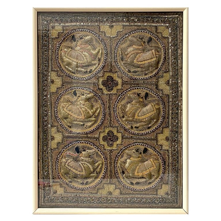 Appraisal: Framed Indonesian Tapestry featuring Horses Framed Indonesian Tapestry featuring Horses