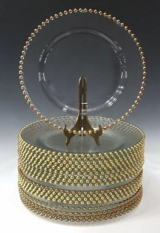 Appraisal: lot of Colorless glass charger plates rimmed with translucent gilt