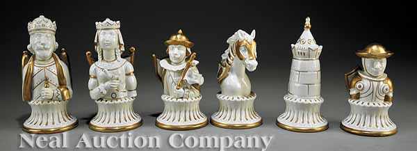 Appraisal: A Meissen Porcelain Chess Set th c blue crossed swords