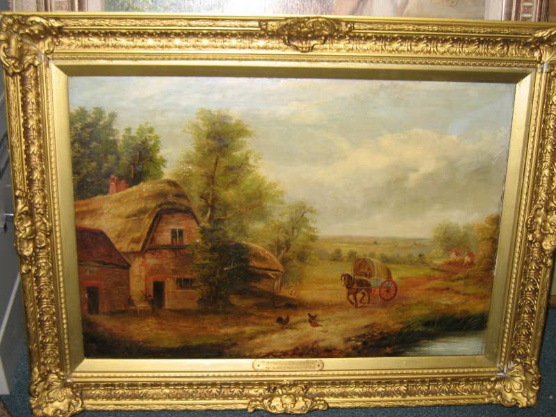 Appraisal: W GREENSHIELDS ENGLISH TH CENTURY Rural farm scene oil on