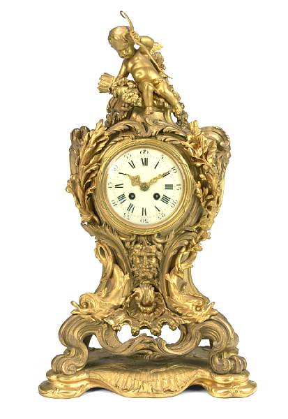 Appraisal: A Louis XV style gilt bronze mantel clock late th