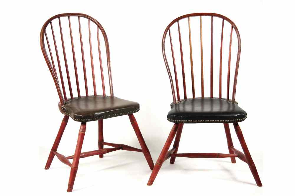 Appraisal: PAIR WINDSOR CHAIRS - Late th c Bow Back Windsor