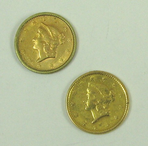 Appraisal: TWO U S ONE DOLLAR GOLD COINS both -P Liberty