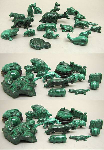 Appraisal: together with various small malachite pieces length of fish in