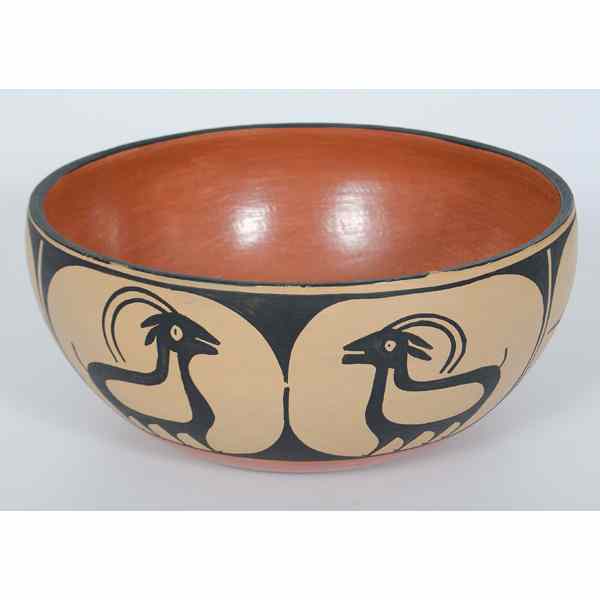 Appraisal: Santo Domingo Dough Bowl heavily potted and decorated with deer