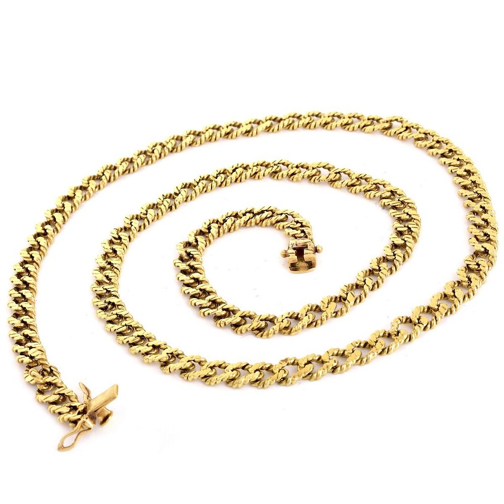 Appraisal: Long K Gold Necklace Vintage Long Heavy Karat Yellow Gold