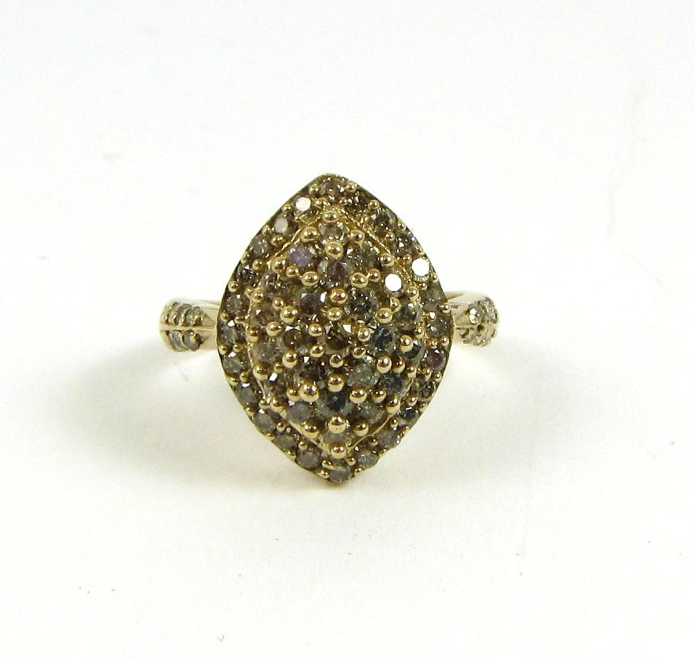 Appraisal: CHAMPAGNE DIAMOND AND YELLOW GOLD RING The k gold ring