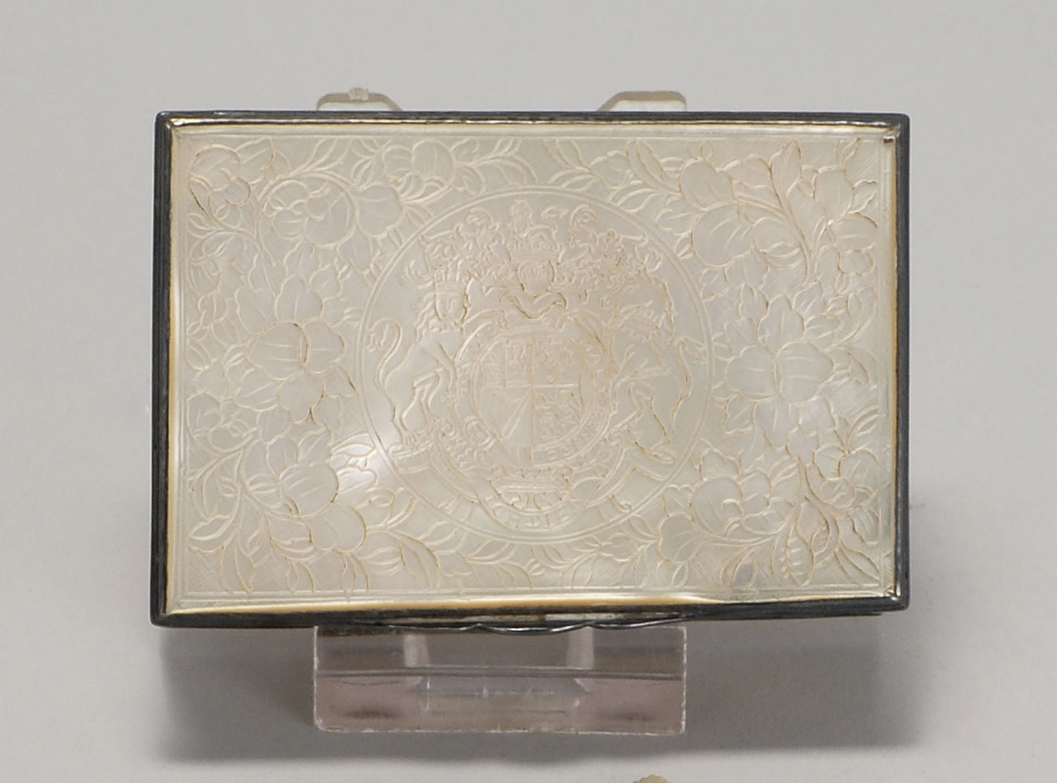 Appraisal: MOTHER-OF-PEARL AND METAL DRESSER BOX Probably Chinese th CenturyMade for