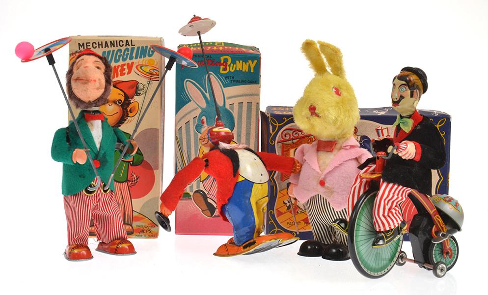 Appraisal: COLLECTION OF X CLOCKWORK MODELS INCLUDING STRUTTING BUNNY JUGGLING MONKEY