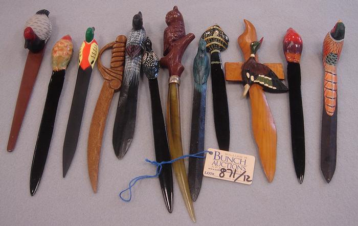 Appraisal: Lot of vintage bird and fish themed letter openers Including