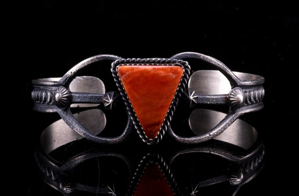 Appraisal: Navajo E L Billah Silver Carnelian Bracelet Featured in this