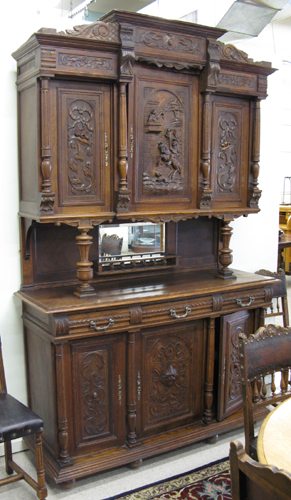 Appraisal: CARVED OAK SIDEBOARD Renaissance Revival French last quarter of the