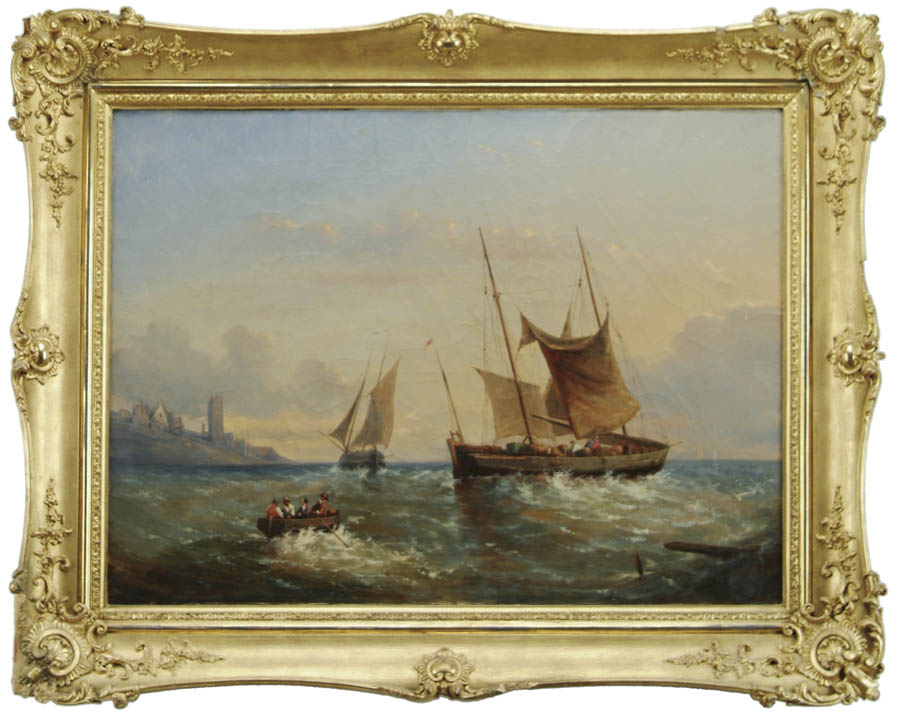 Appraisal: UNSIGNED British th Century OFF THE COAST Oil on canvas