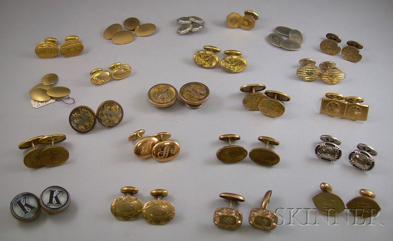 Appraisal: Approximately Twenty-two Pairs of Mixed Metal Cuff Links and Gentleman's