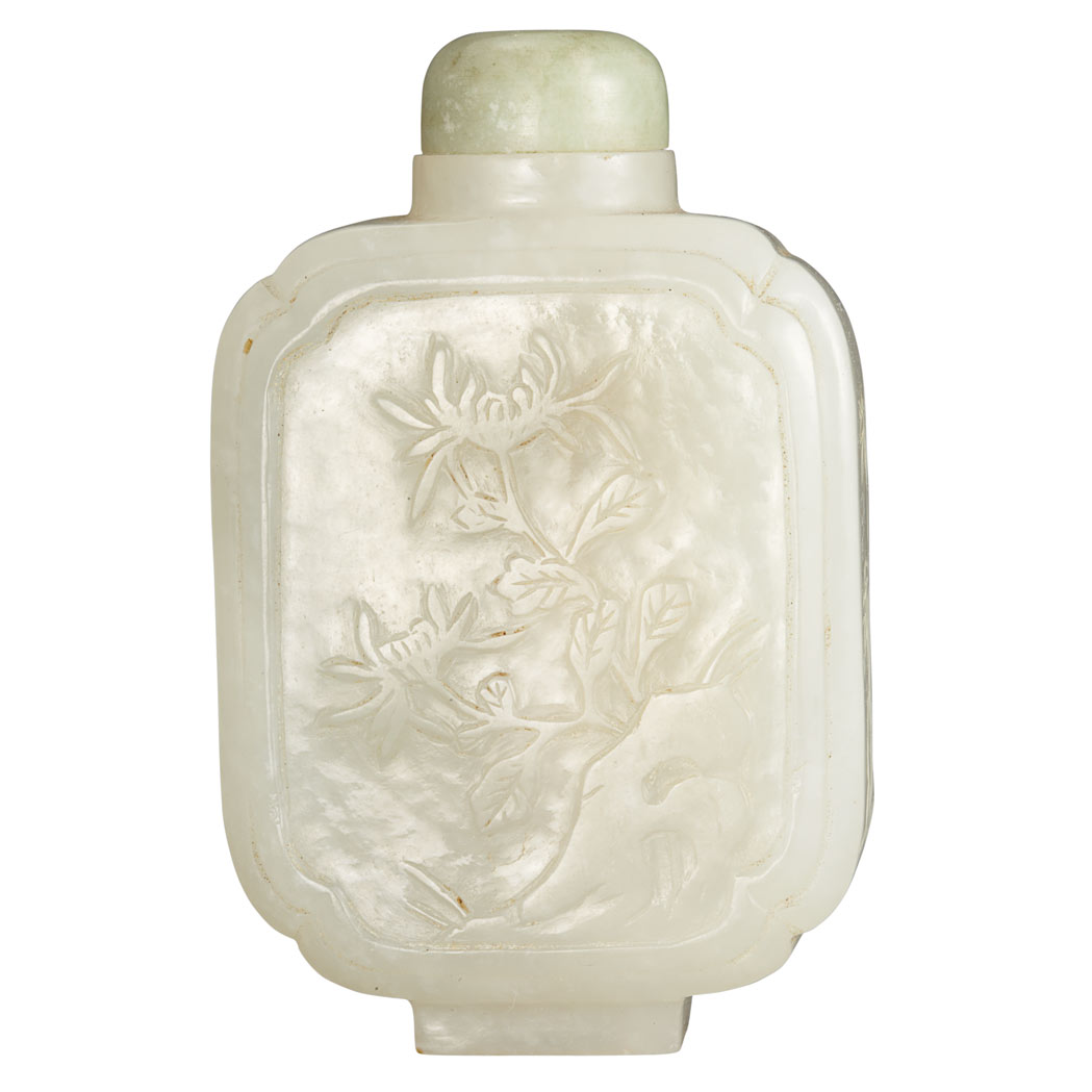 Appraisal: Chinese White Jade Snuff Bottle Late th th century The