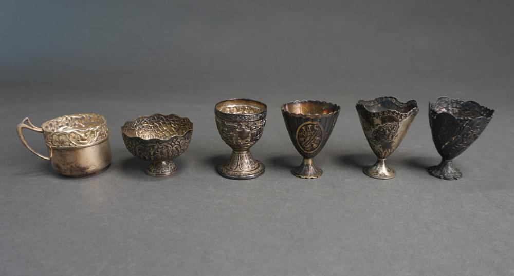 Appraisal: SIX ASSORTED TESTED OR MARKED SILVER NEAR EASTERN ZARF CUPS