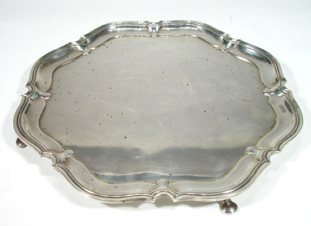 Appraisal: Silver salver retailed by Maple and Company London Sheffield cm