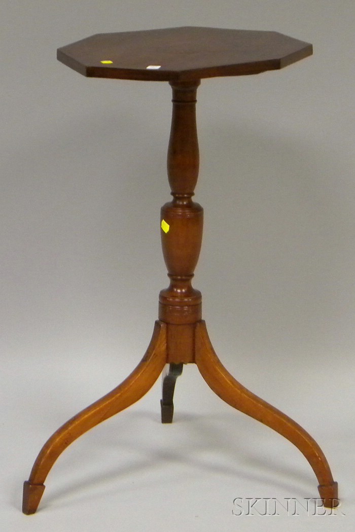 Appraisal: Federal Octagonal-top Inlaid Cherry Candlestand