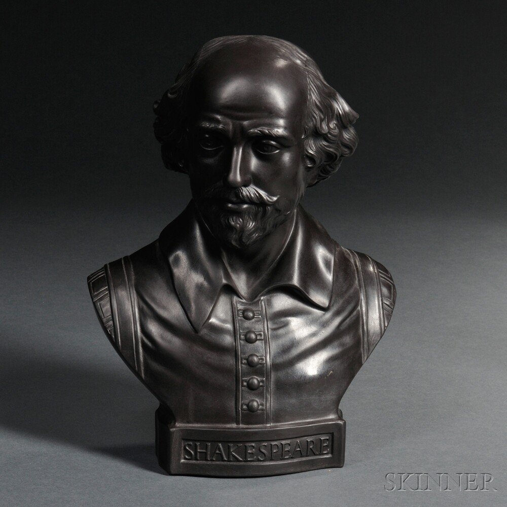 Appraisal: Wedgwood Black Basalt Bust of Shakespeare England molded with raised