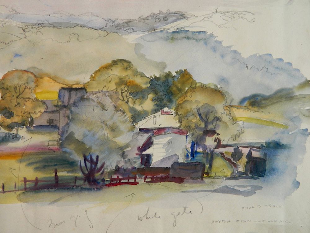 Appraisal: Paul B Travis graphite and watercolor Paul B Travis American