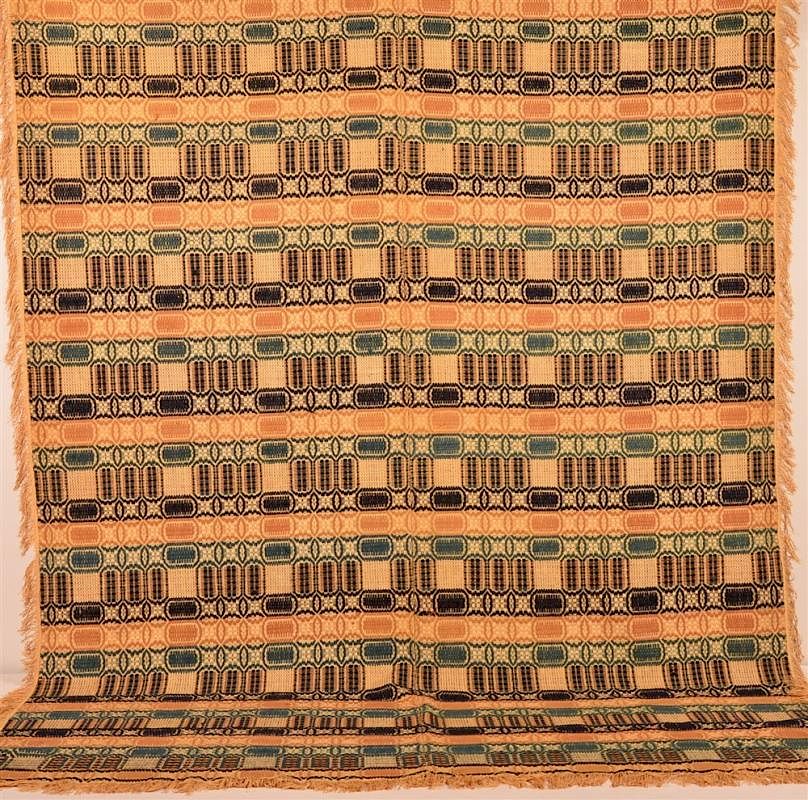 Appraisal: Four Color Two Part Overshot Coverlet th Century Four Color