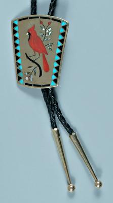 Appraisal: Edaakie Zuni kt gold bolo tie shield shaped kt gold