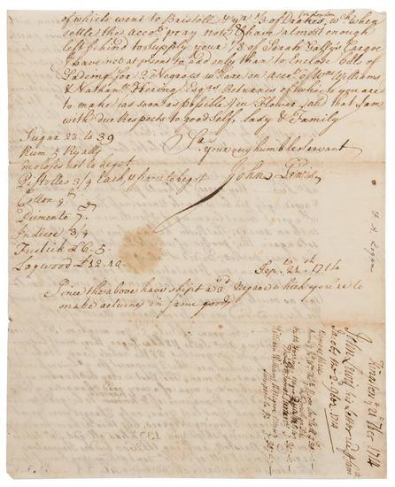 Appraisal: SLAVERY - Jonathan DICKINSON Three autograph letters signed to Jonathan