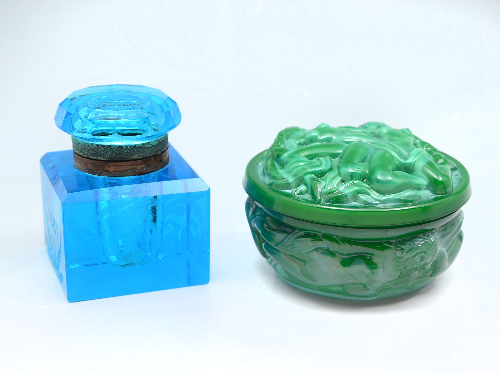 Appraisal: TH C INKWELL CZECH HOFFMAN DRESSER JAR Comprising - blue