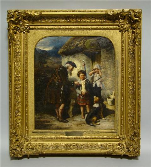 Appraisal: SAMUEL EDMONSTON BRITISH - BAGPIPE LESSONS Oil on paper laid